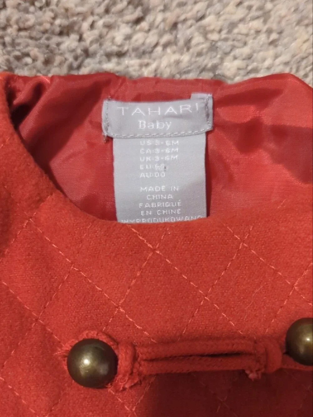 Tahari Baby, 3 Month, Pea Coat with Double Button Detail